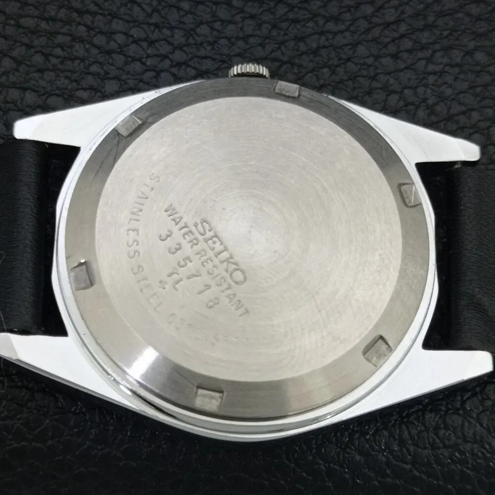 Vintage 1980 Seiko Automatic Mens Silver Watch W/daydate & Green Accents